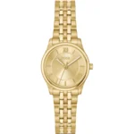 Graceful gold-tone watch with sunburst-patterned dial