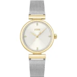 Rosehill gold-tone watch with silver-tone mesh bracelet