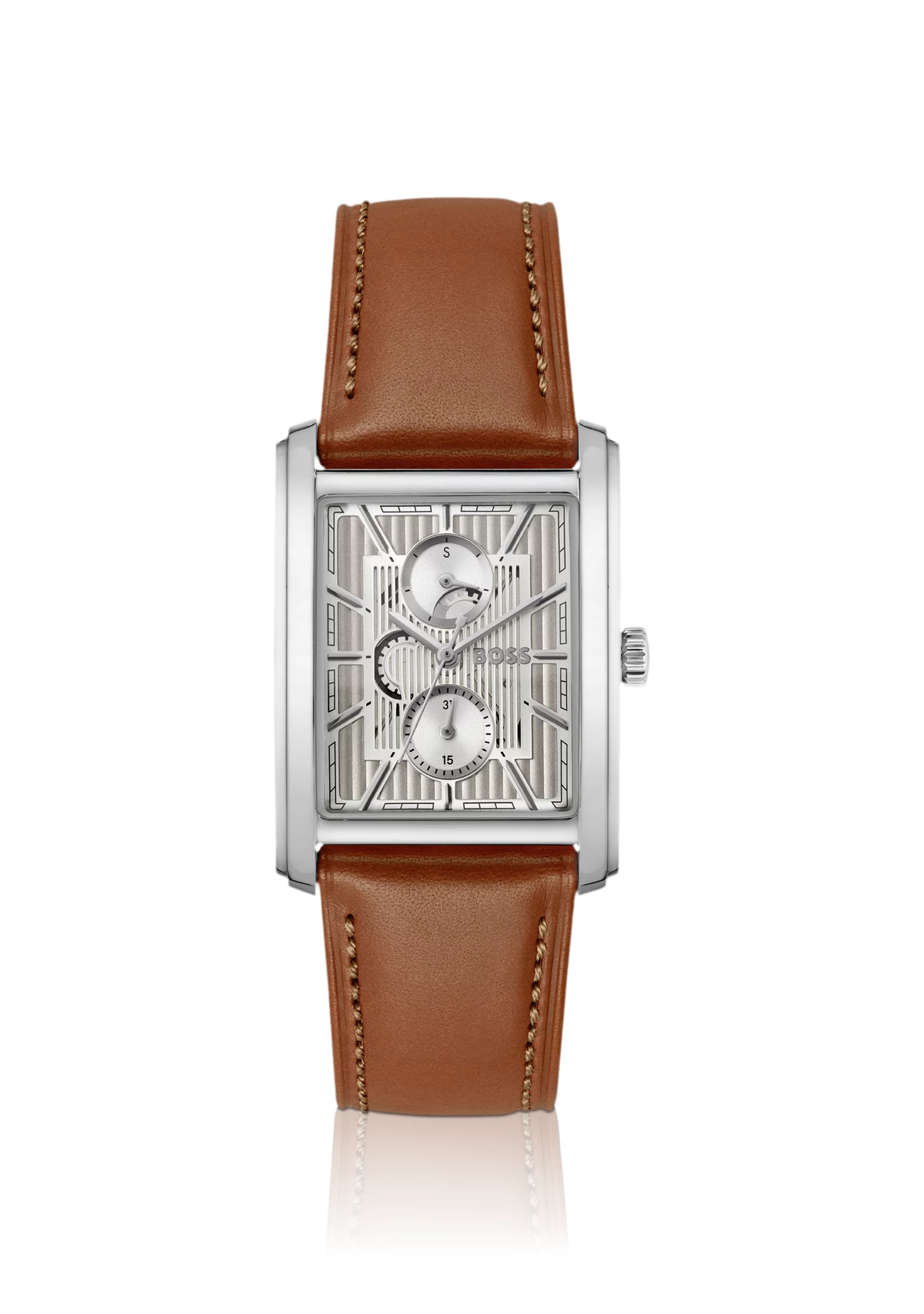 hbeu58733286_999_200 Silver-tone watch with textured skeleton dial - Image 1