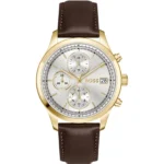 Stratus chronograph watch with brown leather strap