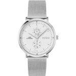 Style silver-tone watch with white dial