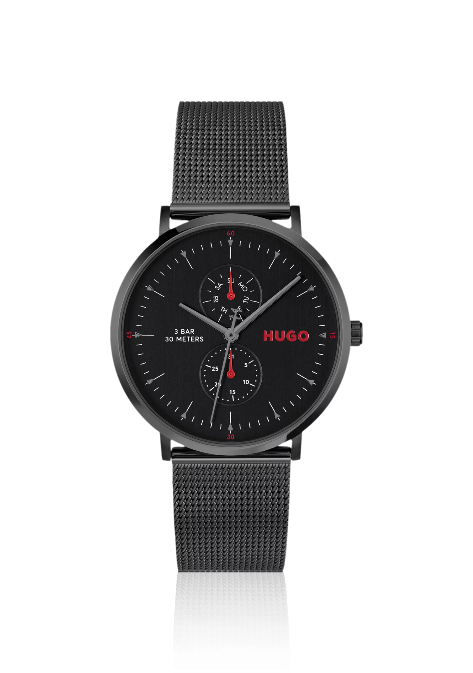 hbeu58733331_999_200 Style black-plated watch with mesh bracelet - Image 1