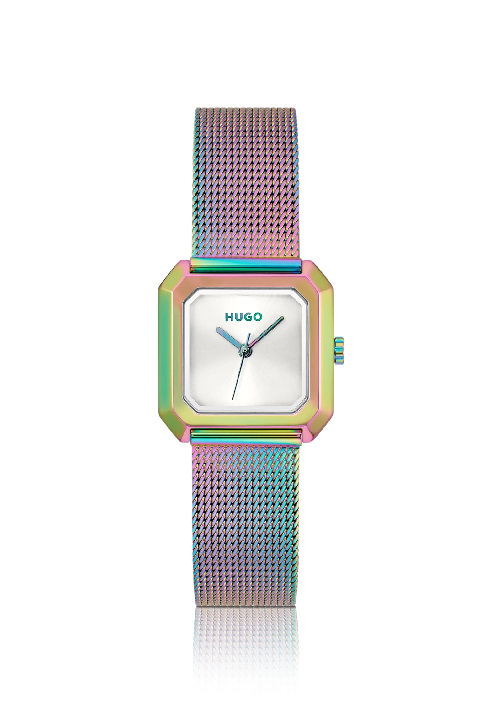 hbeu58733345_999_200 Hazel iridescent square watch with mesh bracelet - Image 1