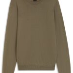 Slim-fit sweater in merino wool, Khaki