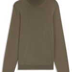 Slim-fit rollneck sweater in extra-fine merino wool, Brown