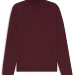 Merino-wool rollneck sweater with embroidered logo, Dark Red