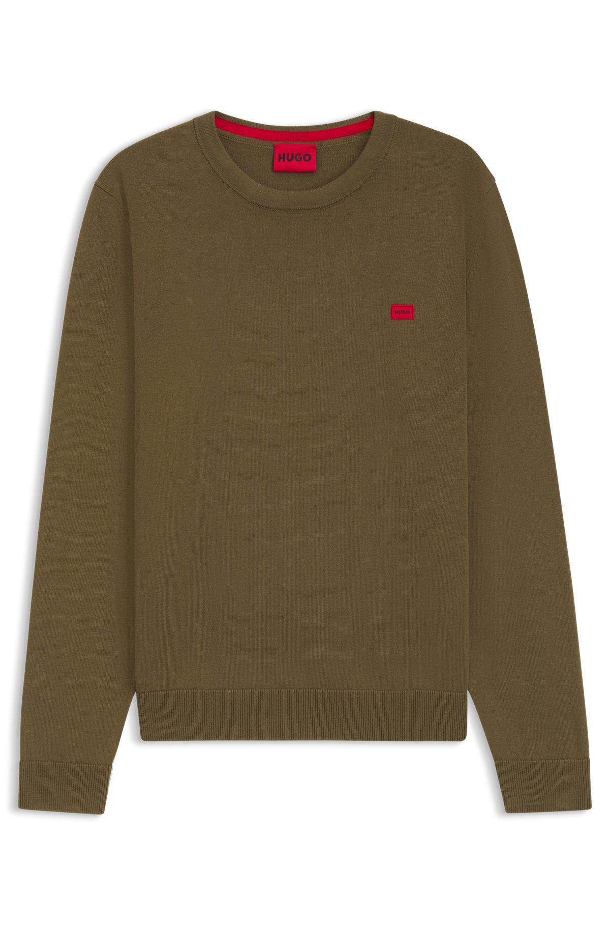 hbeu50475083_355-1 Cotton sweater with red logo label, Brown