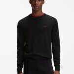 Regular-fit sweater in a cotton blend, Black