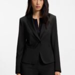 Regular-fit blazer in Italian-made virgin wool, Black