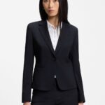 Regular-fit blazer in Italian-made virgin wool, Dark Blue