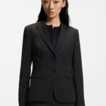 Slim-fit blazer in Italian-made virgin wool, Black