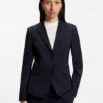 Slim-fit blazer in Italian-made virgin wool, Dark Blue