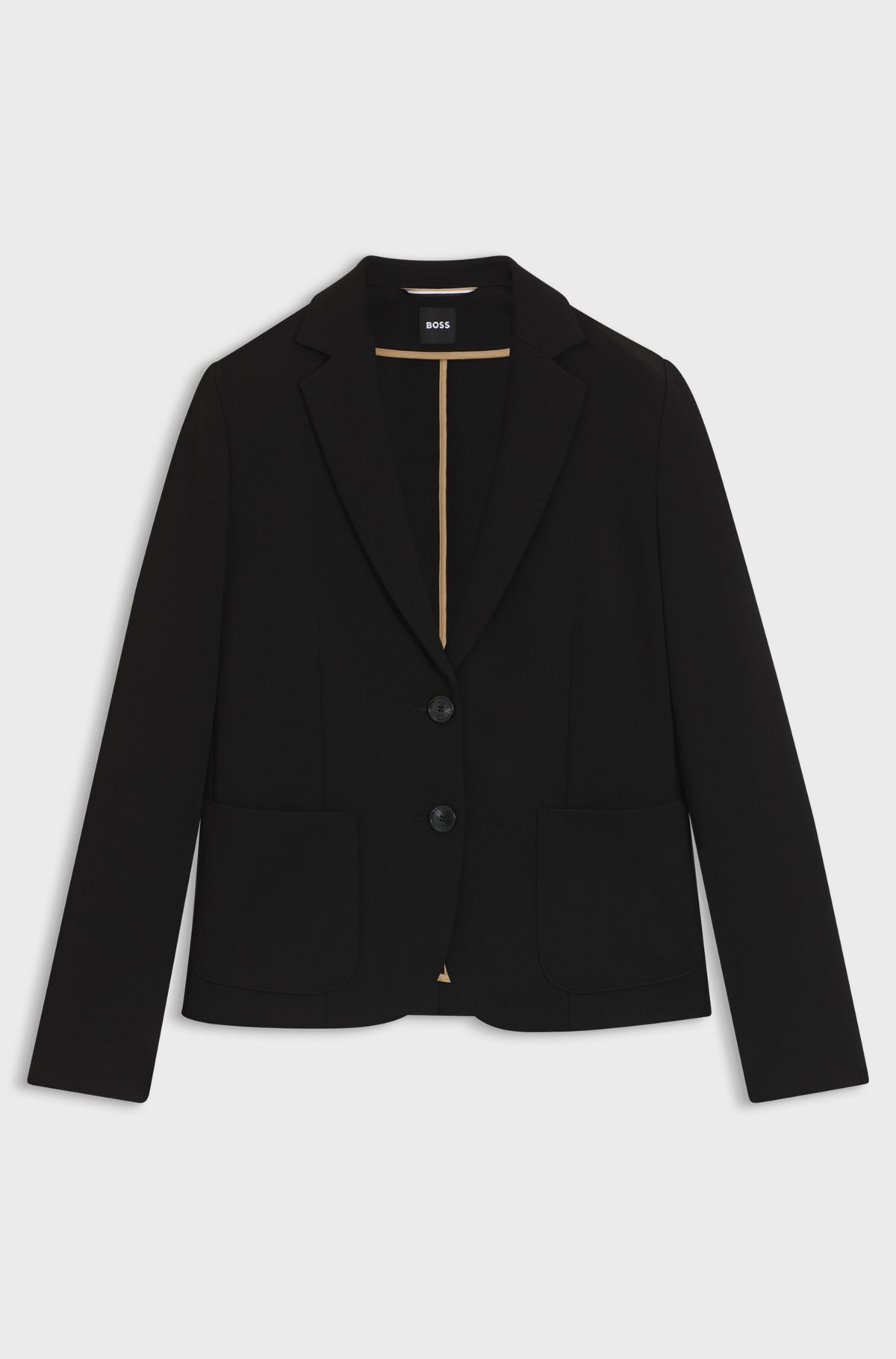 hbeu50490040_001 Slim-fit jacket in stretch fabric, Black