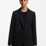 Regular-fit jacket in crease-resistant crepe, Black