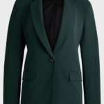 Regular-fit jacket in crease-resistant crepe, Dark Green