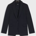Regular-fit jacket in crease-resistant crepe, Dark Blue
