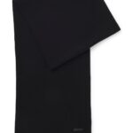 Knitted scarf in virgin wool with logo detail, Black