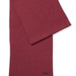 Knitted scarf in virgin wool with logo detail, Dark Red