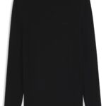 Wool-blend rollneck sweater with embroidered logo, Black