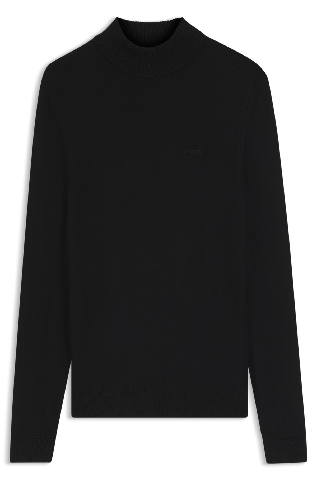 hbeu50501761_001-1 Wool-blend rollneck sweater with embroidered logo, Black