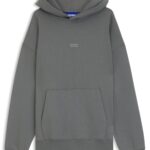 Cotton-terry loose-fit hoodie with logo details, Grey