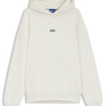 Cotton-terry loose-fit hoodie with logo details, Natural