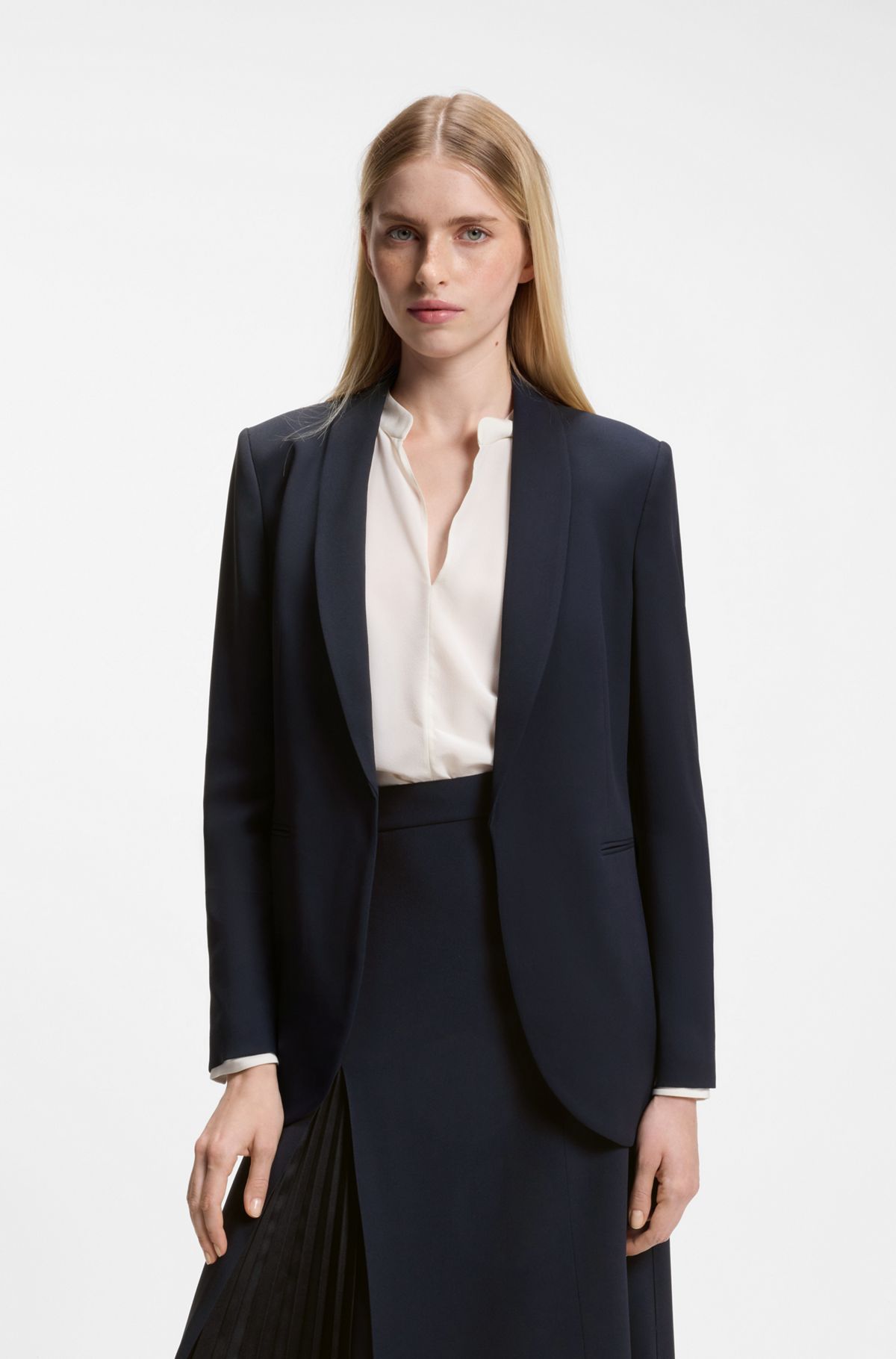 hbeu50512808_404 Regular-fit jacket with edge-to-edge front, Dark Blue