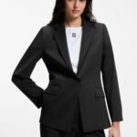Regular-fit jacket with notch lapels, Black