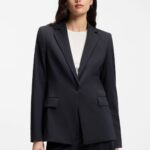 Regular-fit jacket with notch lapels, Dark Blue