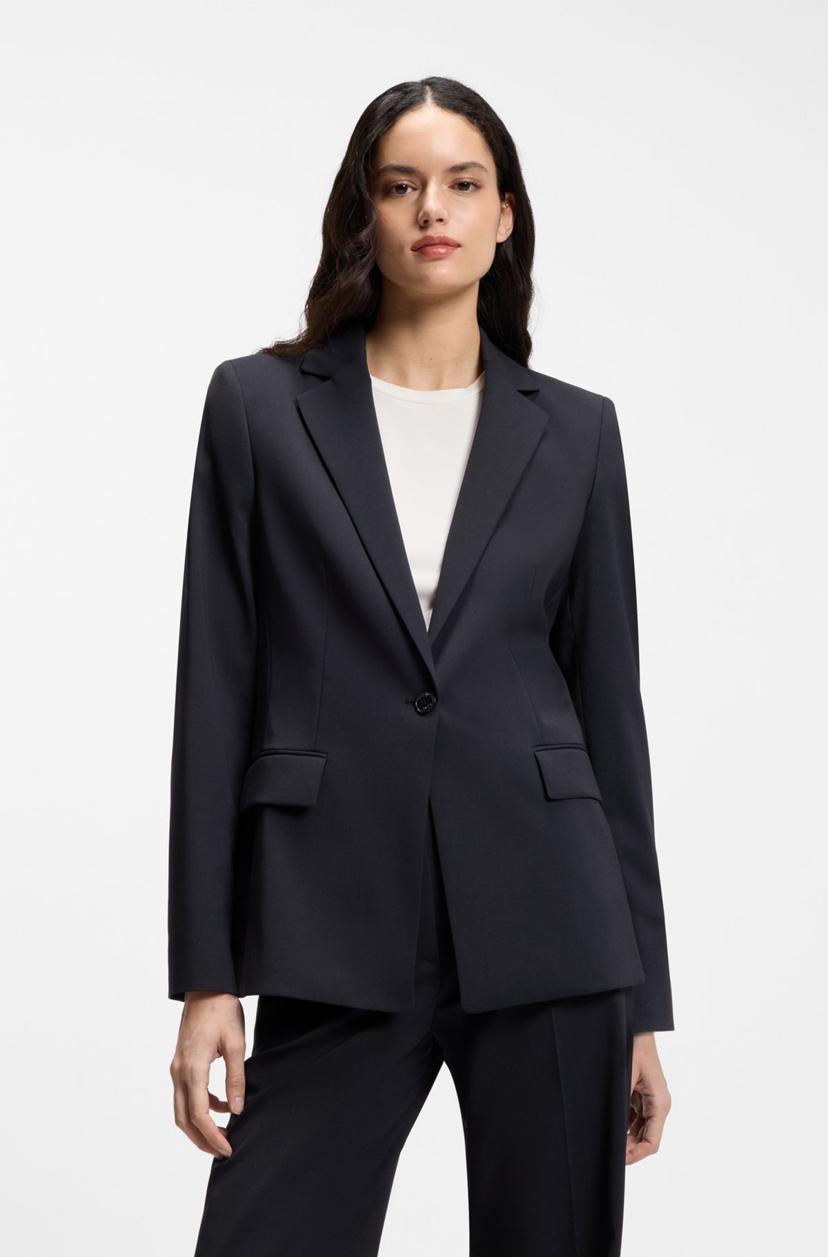 hbeu50516447_401 Regular-fit jacket with notch lapels, Dark Blue