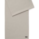 Italian-made scarf in wool with logo patch, Light Brown