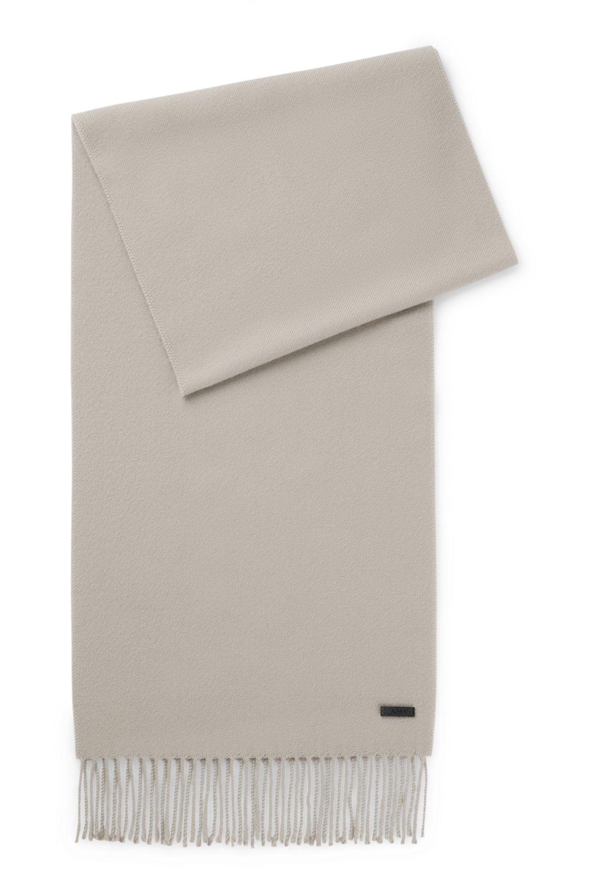 hbeu50517218_245-1 Italian-made scarf in wool with logo patch, Light Brown