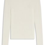 Mock-neck sweater with embroidered Happy HUGO logo, White