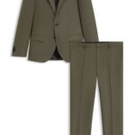 Slim-fit suit in a performance-stretch wool blend, Olive