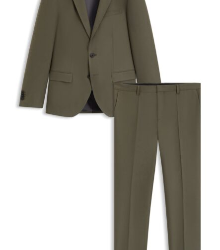 Slim-fit suit in a performance-stretch wool blend, Olive