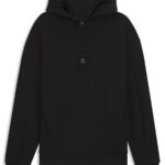 Interlock cotton-blend hoodie with stacked logos, Black