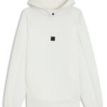 Interlock cotton-blend hoodie with stacked logos, Natural