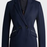 Slim-fit blazer with zipped pockets, Dark Blue