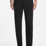 Slim-fit trousers in stretch-cotton gabardine, Black