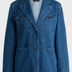 Slim-fit blazer in blue selvedge denim, Blue