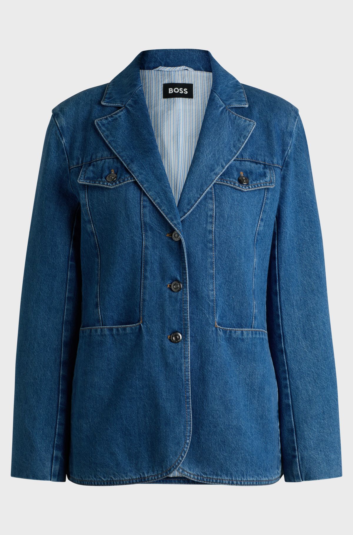hbeu50532532_420 Slim-fit blazer in blue selvedge denim, Blue