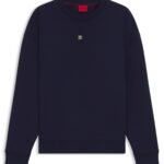 Cotton-blend sweatshirt with stacked-logo badge, Dark Blue