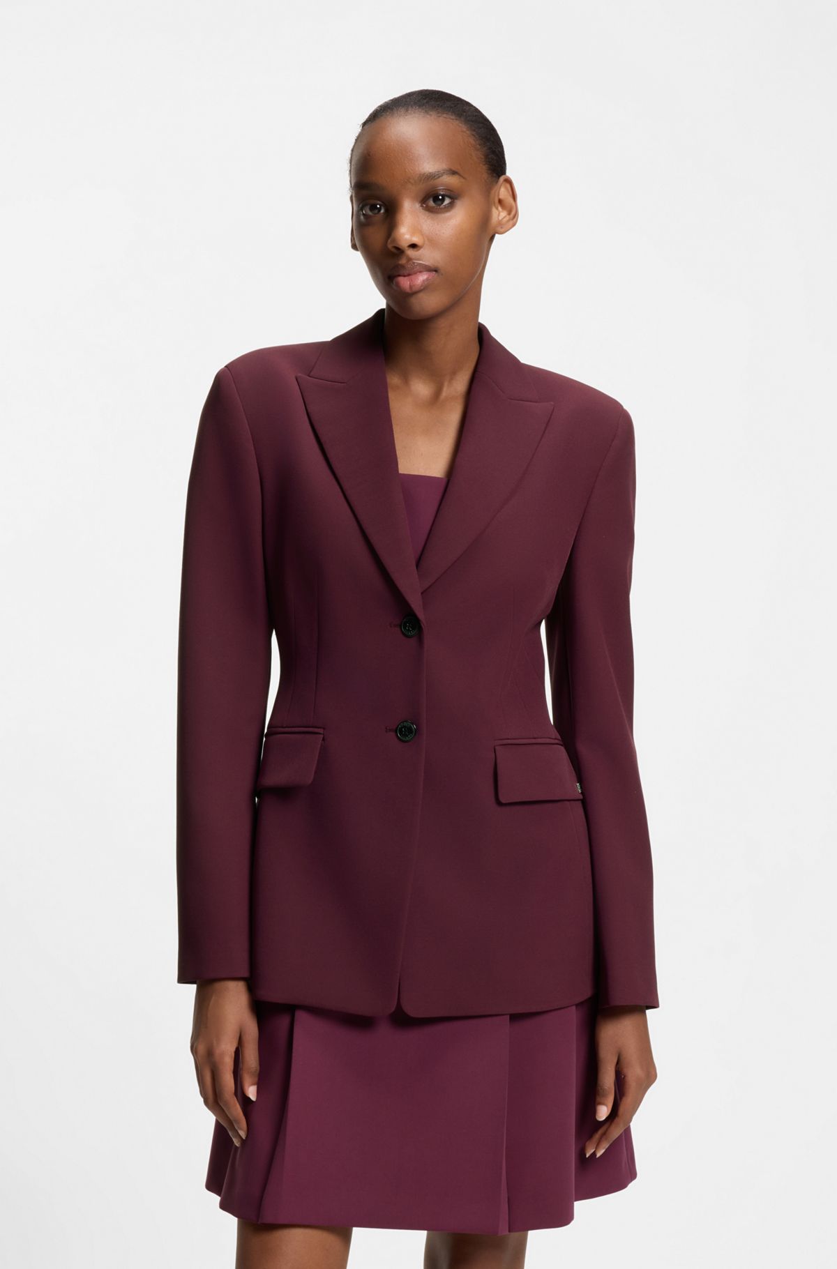 hbeu50533901_506 Regular-fit stretch blazer, Bordeaux