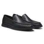 Grained-leather loafers, Black