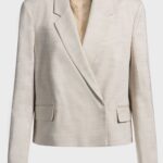 Regular-fit blazer in melange stretch fabric, Light Beige