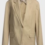 Single-button blazer in airy stretch cotton, Beige