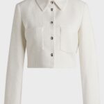 Regular-fit cropped jacket in cotton-blend bouclé, White