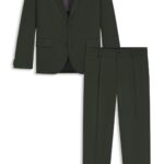 Modern-fit suit in performance-stretch twill, Dark Green