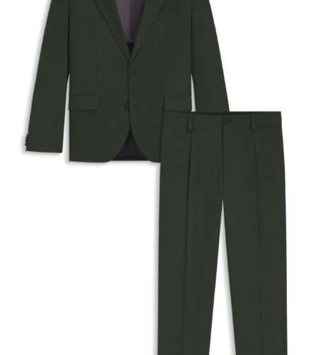 Modern-fit suit in performance-stretch twill, Dark Green