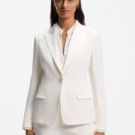 Slim-fit blazer with single-button closure, Natural